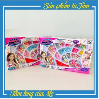 Bộ xâu vòng tay, vòng cổ hạt cườm 250 hạt cho bé