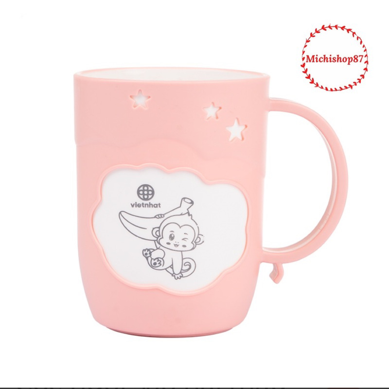 Cốc nhựa uống nước chịu nhiệt ngôi sao hai màu nhựa Việt Nhật Có quai cầm xinh xắn, cốc uống nước cho bé chống vỡ
