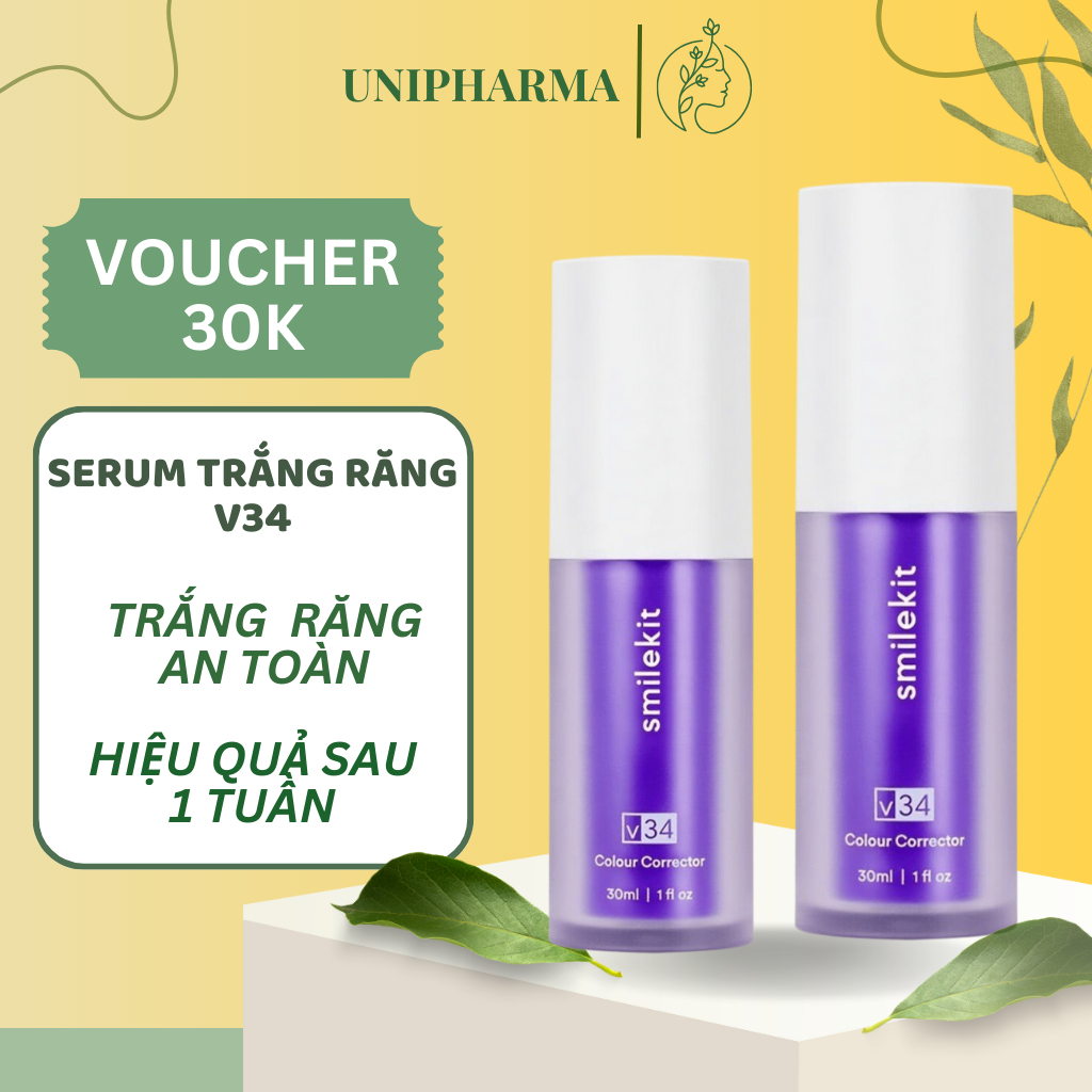 Tinh chất trắng răng V34, Serum trắng răng V34 an toàn tại nhà,trắng răng hiệu quả - Unipharma - 90ml