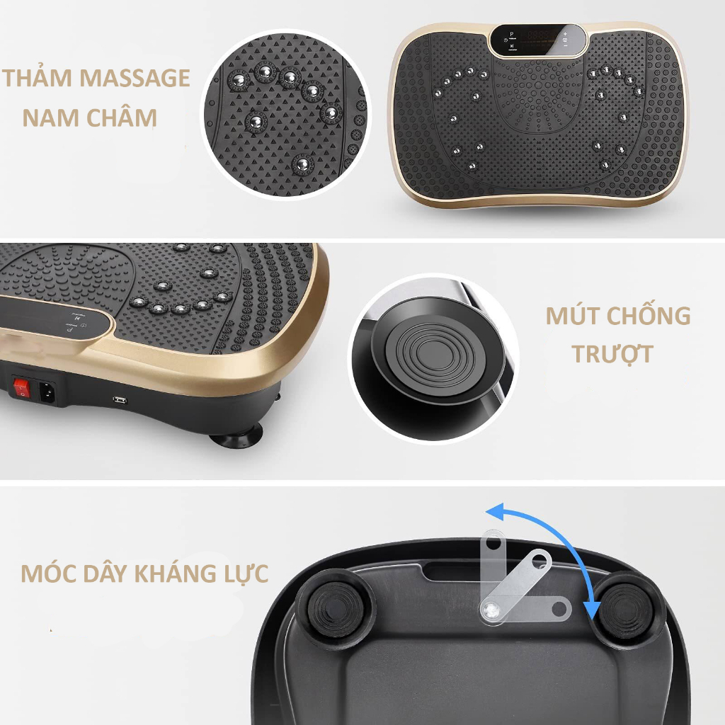 Máy rung lắc toàn thân 120 cấp độ, có điều khiển,kết nối bluetooth - máy rung tập thể dục massage tại nhà