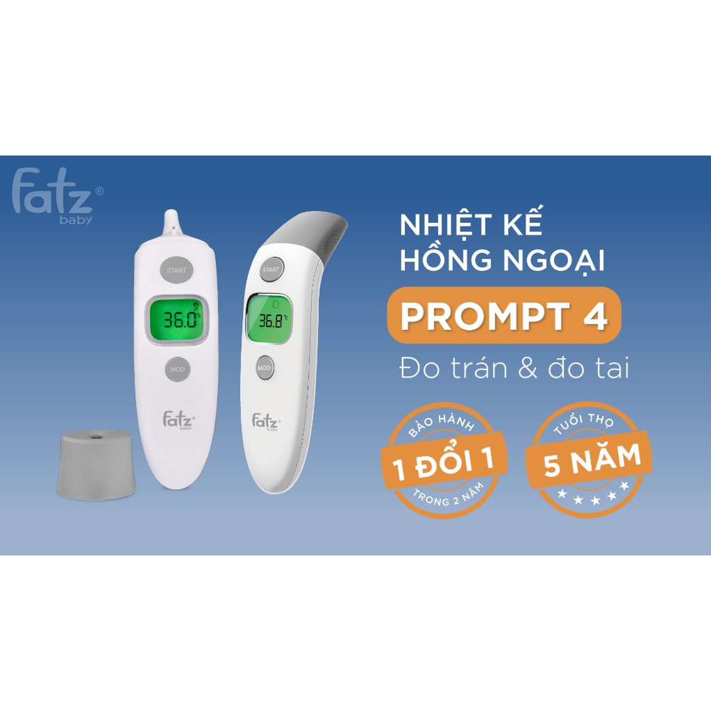 NHIỆT KẾ HỒNG NGOẠI ĐO TRÁN ĐO TAI FATZBABY PROMPT 2 / 4 CHO BÉ - BẢO HÀNH CHÍNH HÃNG 24 THÁNG