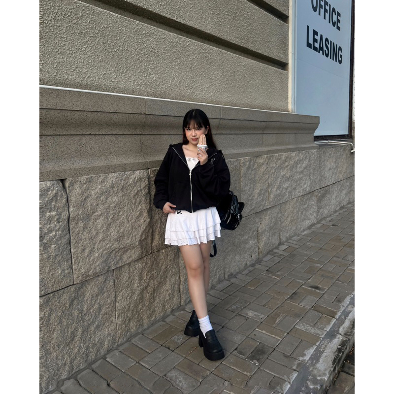 Chân váy xoè tầng đính nơ OHOH