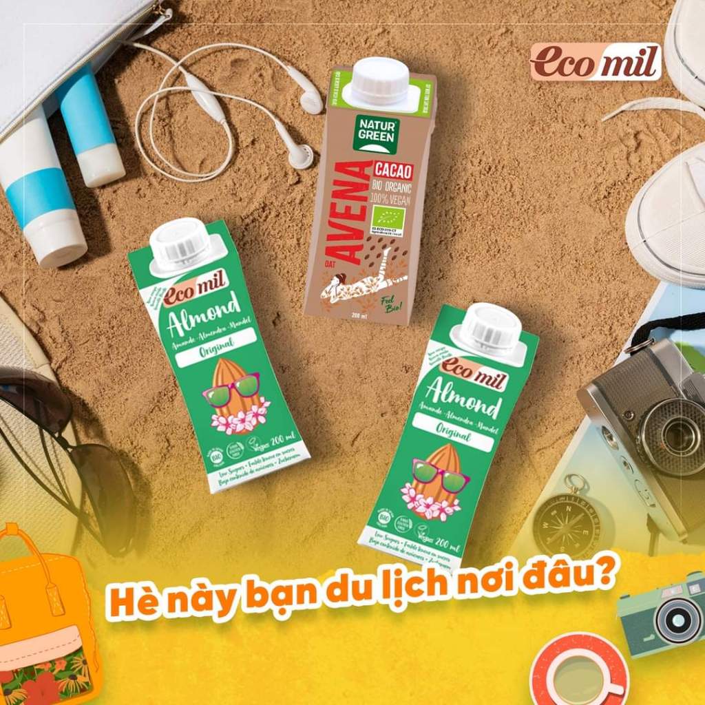 Sữa Hạt Hạnh Nhân Nguyên Chất Hữu Cơ Organic Almond Milk Agave Bio Ecomil 200ml