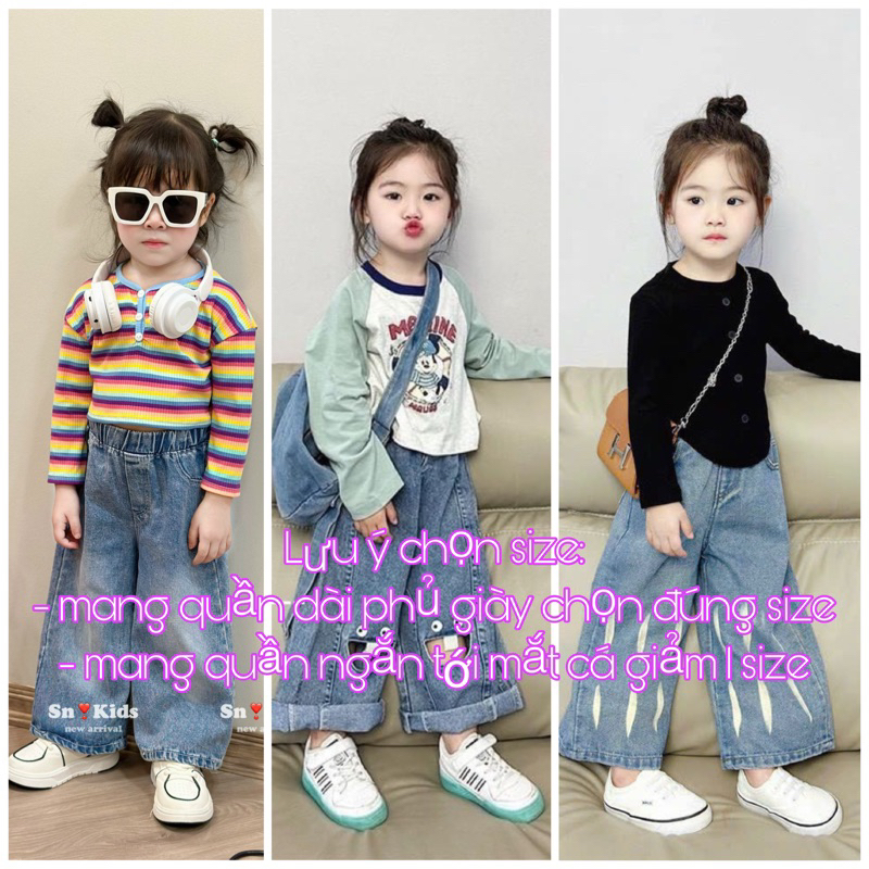 8-31kg hàng đẹp giá sỉ set áo tay dài quần jean ống rộng nhiều mẫu bé gái JANE Kids