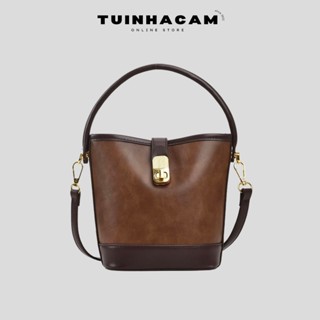 Túi xách nữ đeo chéo Tuinhacam túi quai xách nhỏ cầm tay có khoá kéo thời trang nữ retro da cao cấp - TNC105