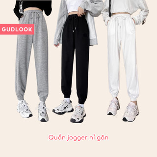 Quần Jogger Nỉ Gân Nữ GUDLOOK Thể Thao Trẻ Trung
