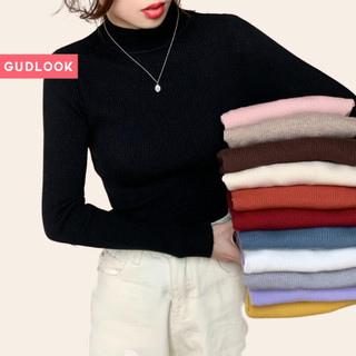 Áo Len Tăm Cổ 3 phân Nữ GUDLOOK Form Ôm Co Giãn Nhiều Màu