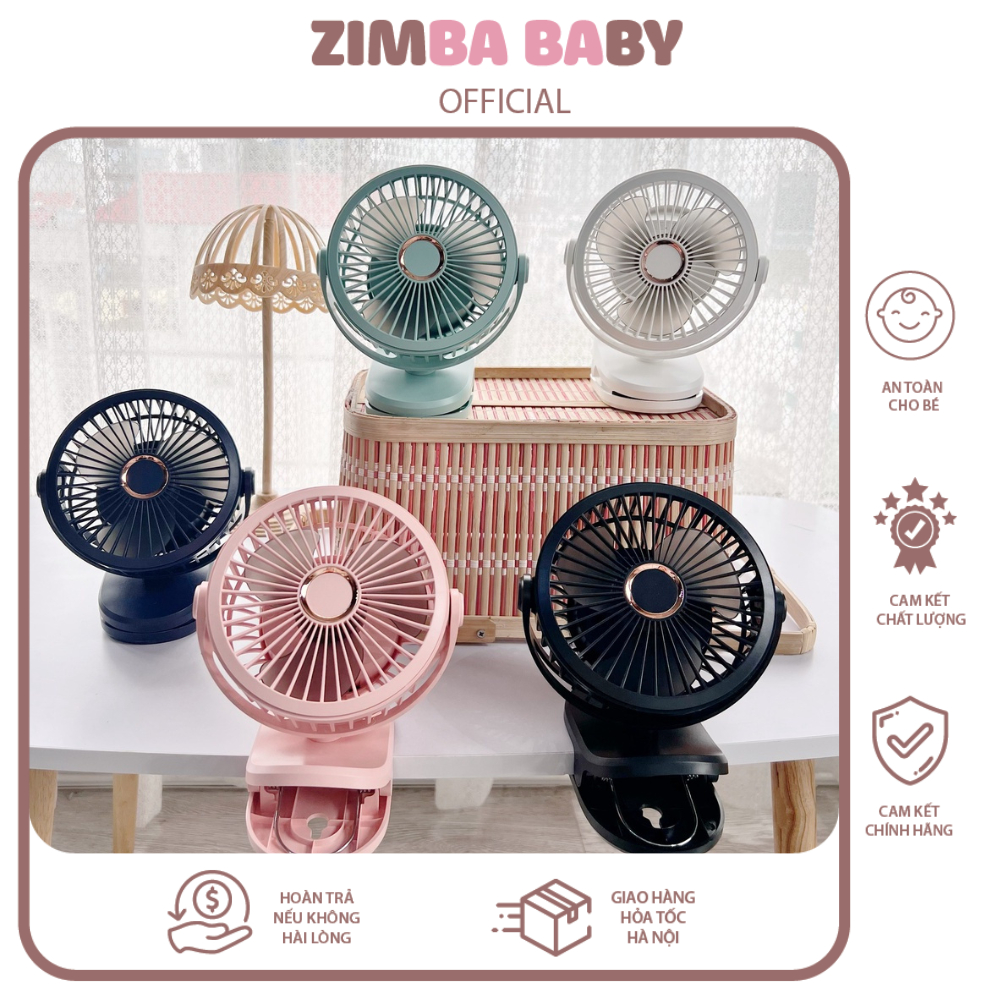 Quạt tích điện Portable Fan Desktop Clip Fan GF07 Barrot kẹp bàn xe đẩy nôi cũi cho bé pin 10000mah