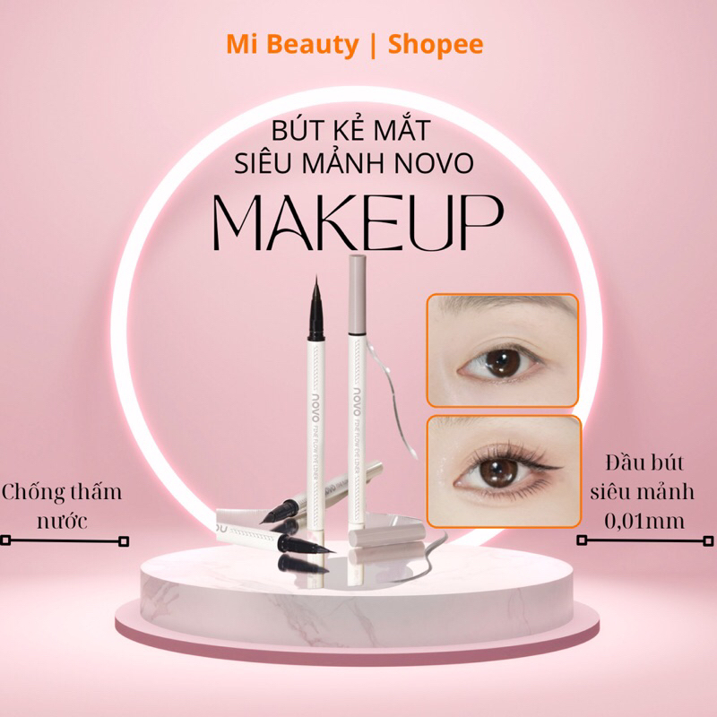 Bút kẻ mắt NOVO siêu mảnh chỉ 0,01mm chống thấm nước, lâu trôi