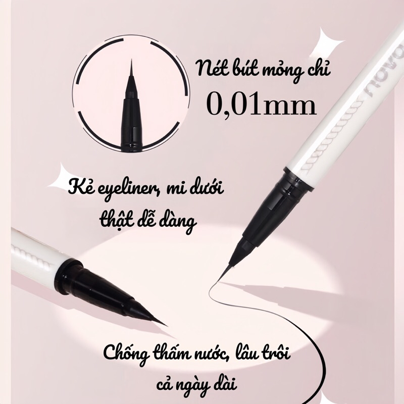 Bút kẻ mắt NOVO siêu mảnh chỉ 0,01mm chống thấm nước, lâu trôi