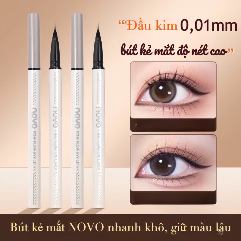 Bút kẻ mắt NOVO siêu mảnh chỉ 0,01mm chống thấm nước, lâu trôi
