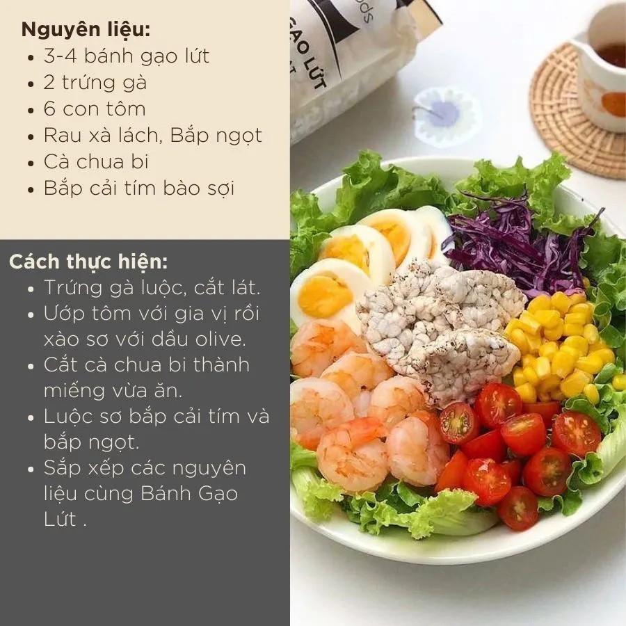 Bánh Gạo Lứt Ăn Kiêng GUfoods 170g - Vị Cỏ Ngọt - Tập gym, giảm cân, thực dưỡng, eat clean