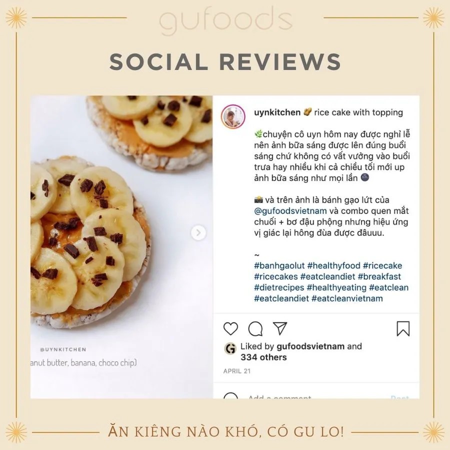 Bánh Gạo Lứt Ăn Kiêng GUfoods 170g - Vị Cỏ Ngọt - Tập gym, giảm cân, thực dưỡng, eat clean