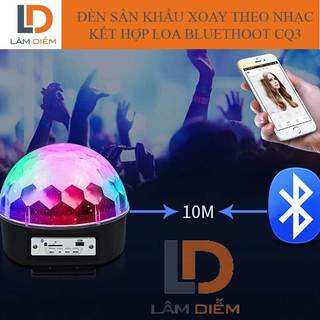 Đèn disco cảm biến xoay theo nhạc kết hợp loa bluetooth + USB + remote CQ3