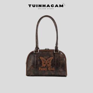 Túi xách nữ đeo vai Tuinhacam túi nữ da PU dáng vuông sức chứa lớn hoạ tiết thêu tiết hình bướm thời trang - TNC106