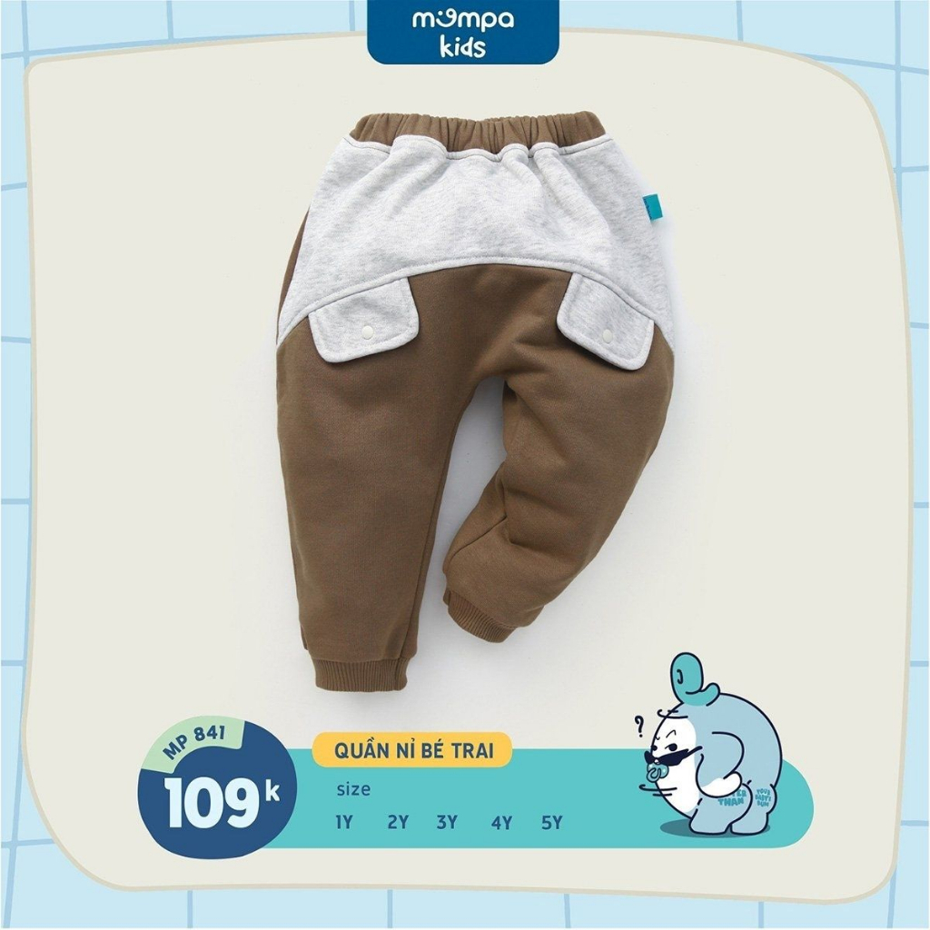 Quần dài cho bé Mompa 1 - 5 tuổi vải Nỉ bo gấu dày dặn co dãn ấm áp mềm mại 844