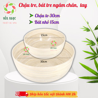 Chậu tre ngâm chân, ngâm tay, làm nail - spa | Chậu tre gội đầu dưỡng sinh size 30cm