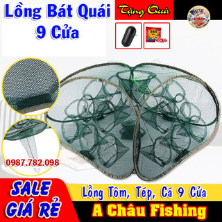 Lồng bát quái vuông 9 cửa - bẫy tôm, cua, cá - phiên bản mới 2024 + tặng kèm hộp + mồi