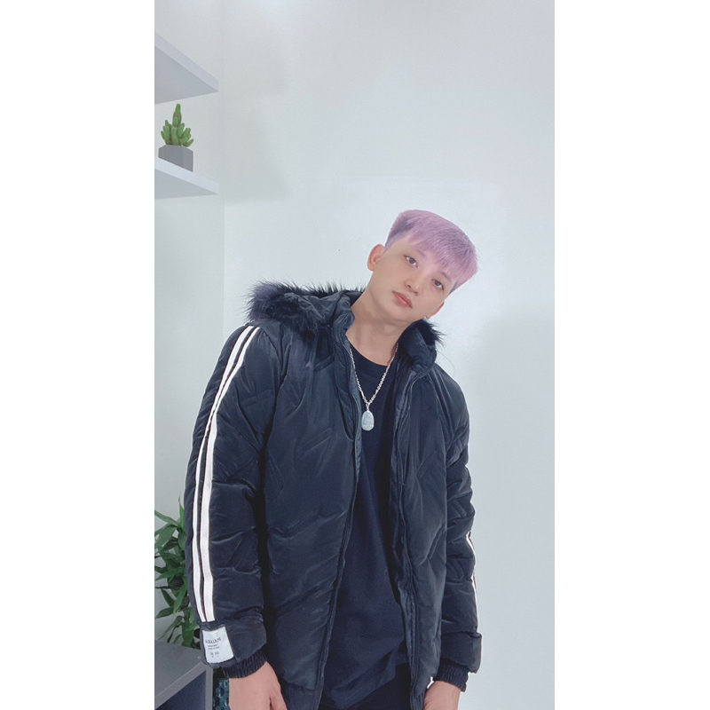 Áo Phao Bomber Chần Trám Nam Nữ Phối Khóa Tay, Áo Phao Mũ Lông Cặp Đôi Da Bóng Hems