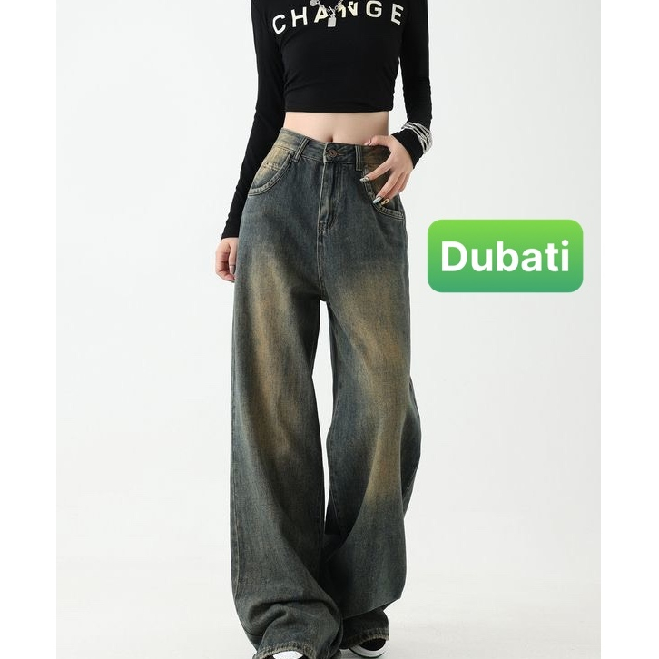 Quần Jean Ống Rộng Unisex Nam Nữ Màu Xanh NÂU Blue Wash - DUBATI FASHION