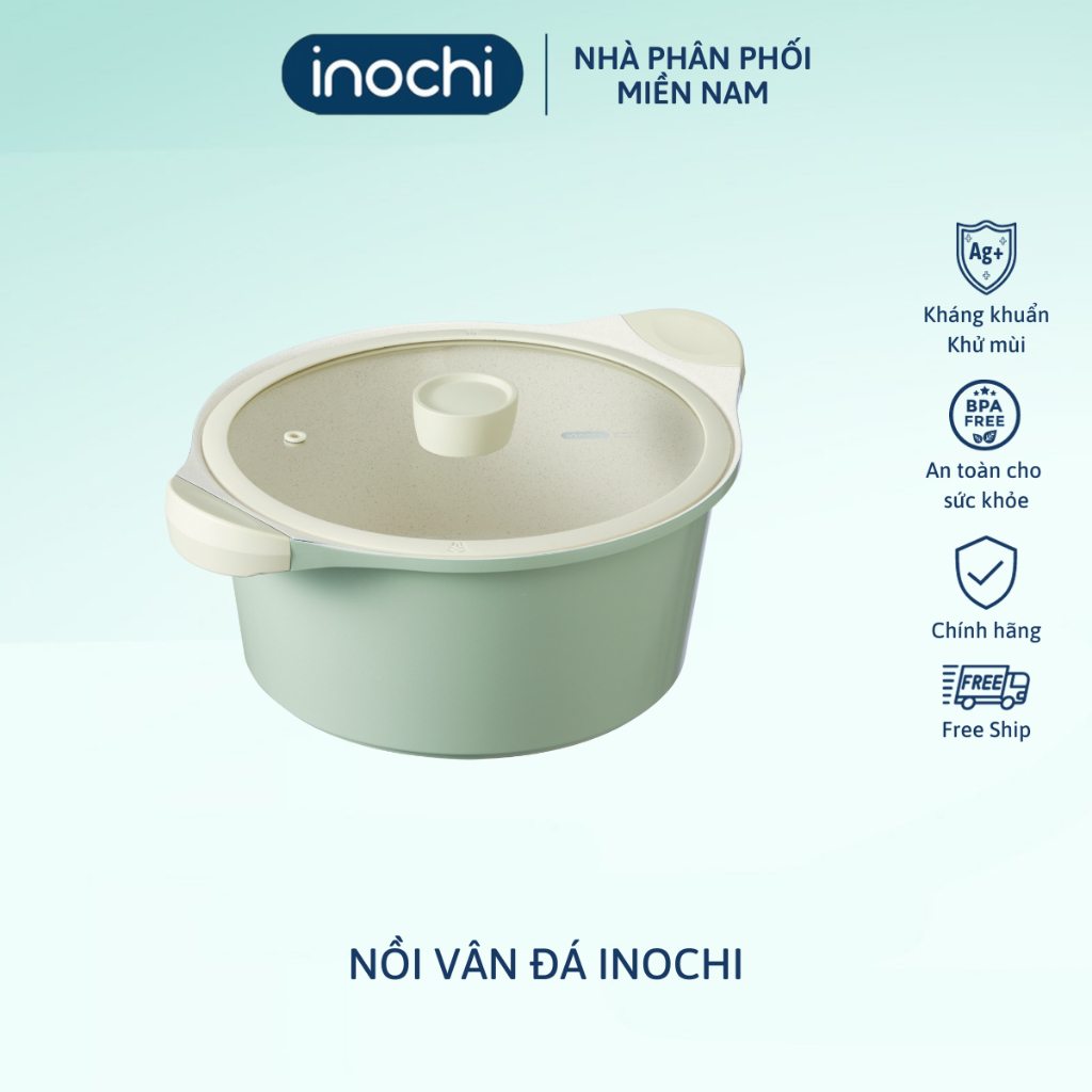 Nồi vân đá inochi size 20.24.28. Thiết kế tinh gọn phù hợp mọi loại bếp, nồi vân đá chống dính tay cầm cách nhiệt