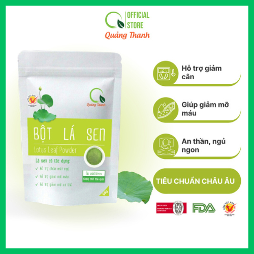Bột Lá Sen Sấy Lạnh Nguyên Chất - Giảm mụn, mờ thâm nám, giảm gút, giảm cảm cúm, làm đẹp - Gói 100gr