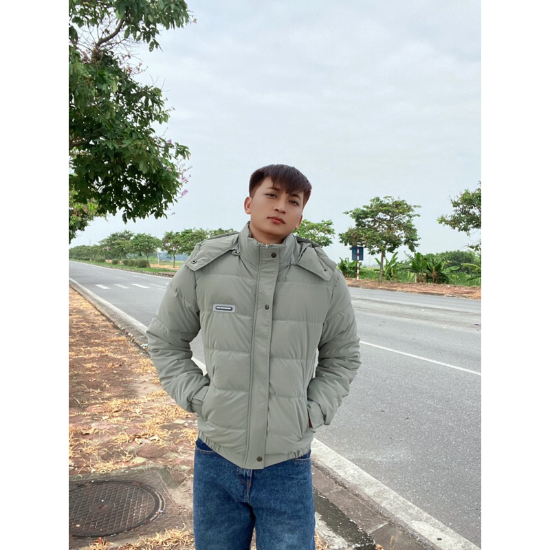 Áo Phao Bomber Túi Khóa Nam Nữ Trần Ngang, Áo Phao Bomber Unisex Mũ Rời 2 Màu Hems