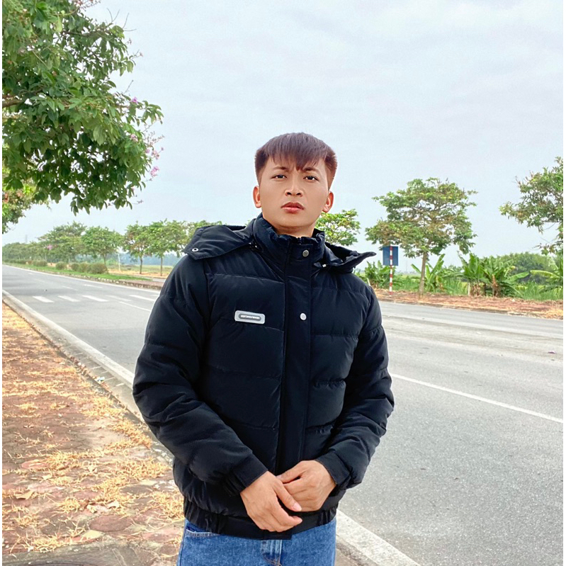 Áo Phao Bomber Túi Khóa Nam Nữ Trần Ngang, Áo Phao Bomber Unisex Mũ Rời 2 Màu Hems