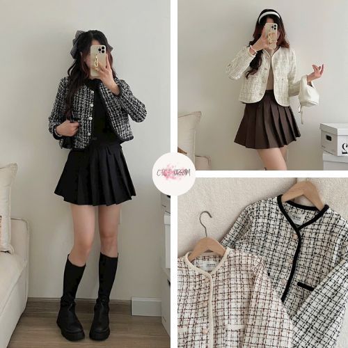 Áo khoác giả dạ sang chảnh tiểu thư hai màu lựa chọn phù hợp đi chơi đi tiệc