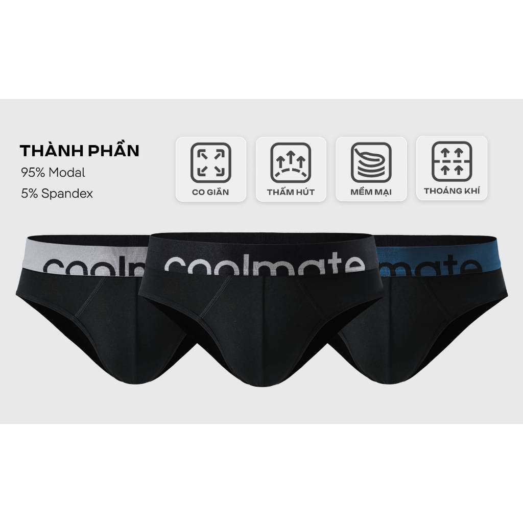 Combo 3 Brief Ex-Comfort Modal mềm min thấm hút mồ hôi - Thương hiệu Coolmate