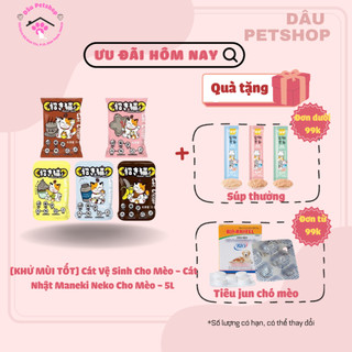 [KHỬ MÙI TỐT] Cát Vệ Sinh Cho Mèo - Cát Nhật Maneki Neko Cho Mèo - 5L - Dâu Petshop