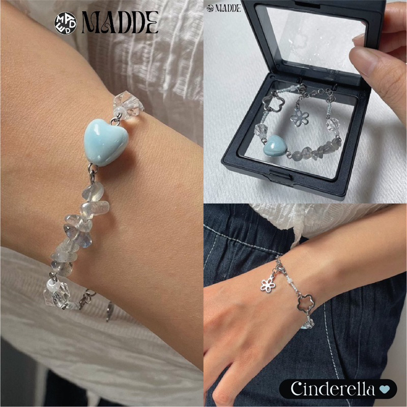 Vòng tay tim gốm Madde / thép không đen không gỉ/ Quà tặng kỉ niệm 3195