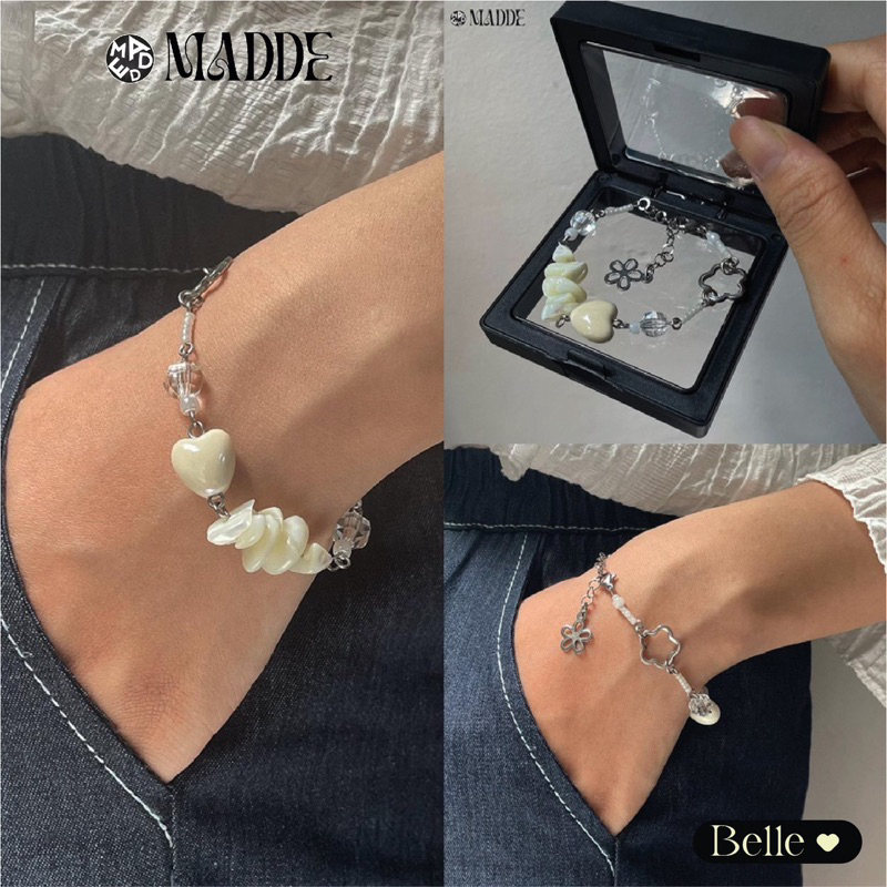 Vòng tay tim gốm Madde / thép không đen không gỉ/ Quà tặng kỉ niệm 3195