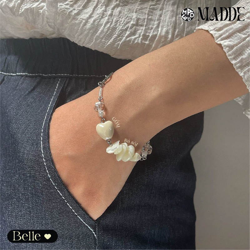 Vòng tay tim gốm Madde / thép không đen không gỉ/ Quà tặng kỉ niệm 3195