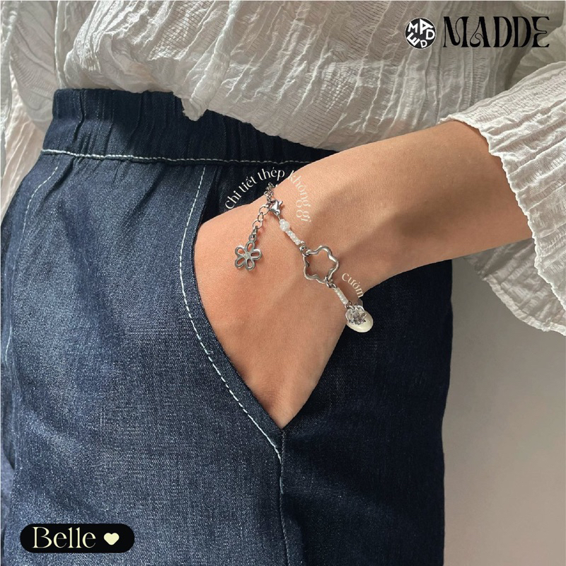 Vòng tay tim gốm Madde / thép không đen không gỉ/ Quà tặng kỉ niệm 3195