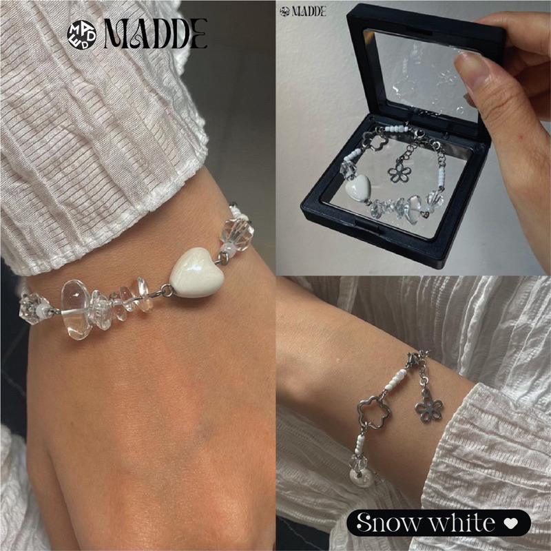 Vòng tay tim gốm Madde / thép không đen không gỉ/ Quà tặng kỉ niệm 3195