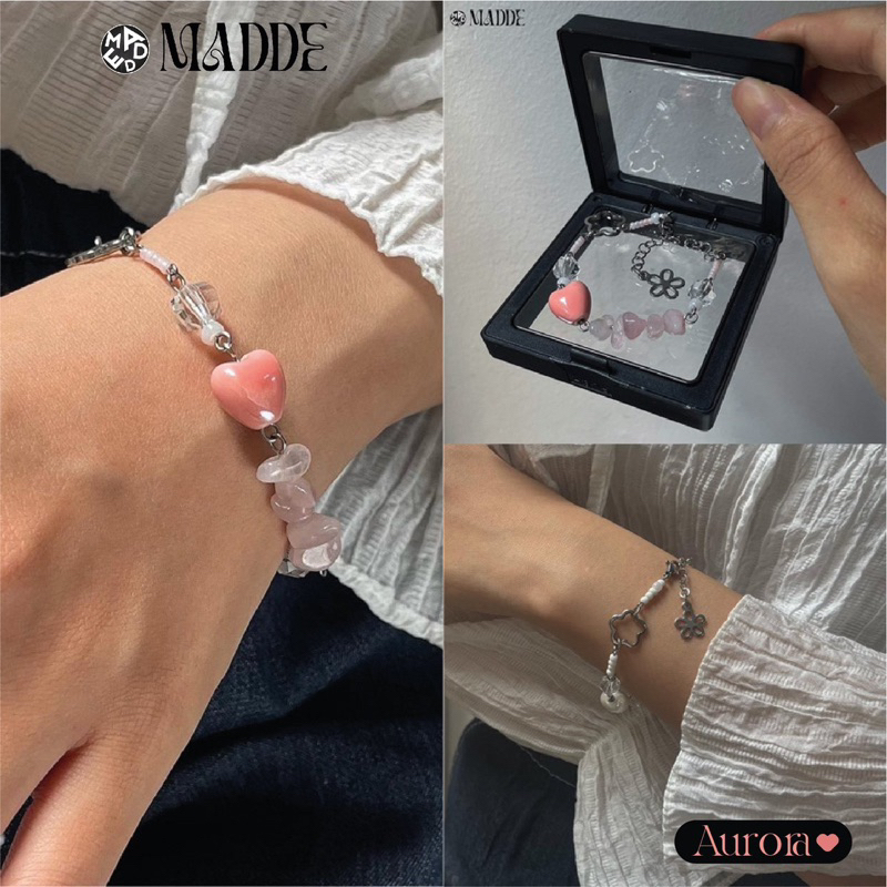 Vòng tay tim gốm Madde / thép không đen không gỉ/ Quà tặng kỉ niệm 3195