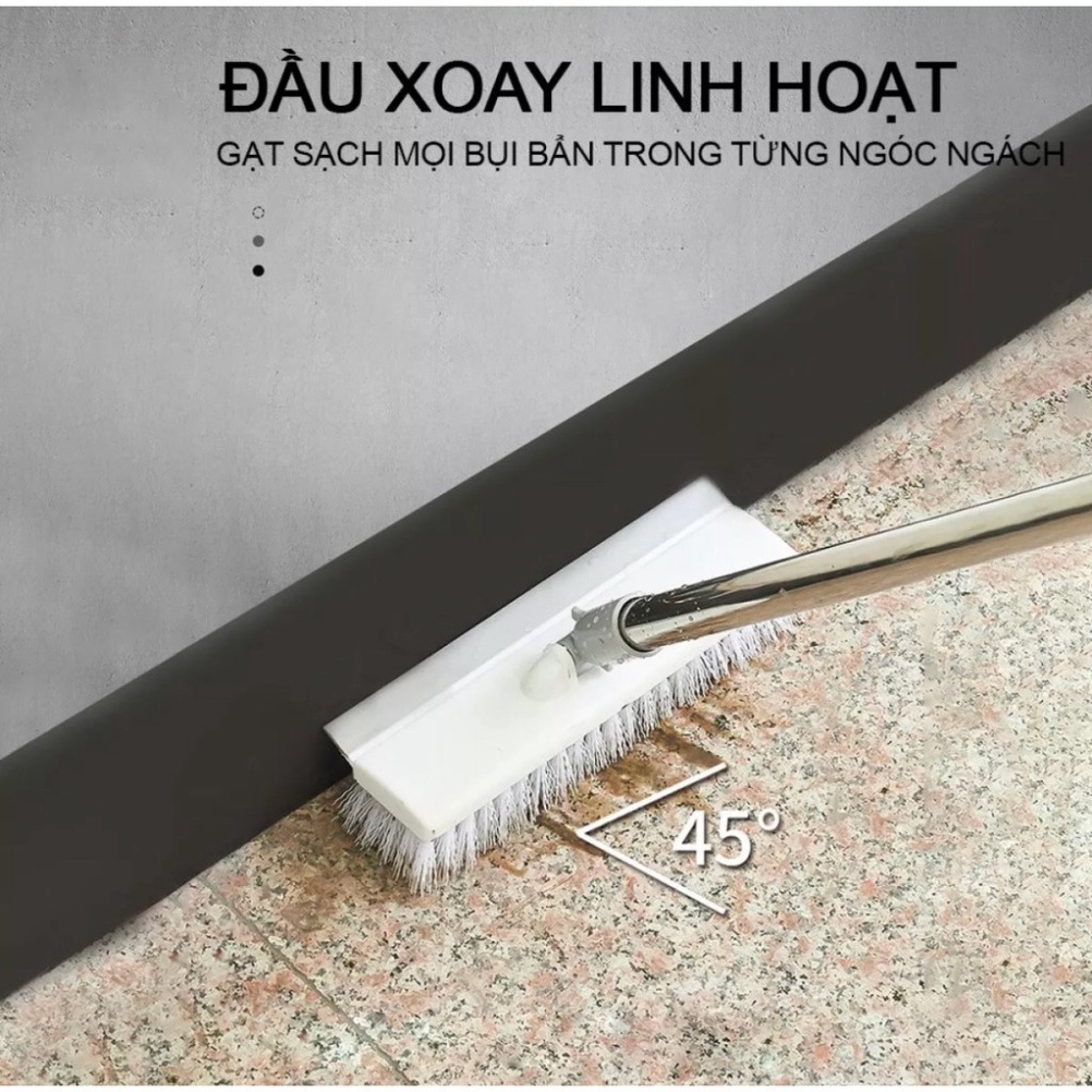 Chổi chà sàn nhà tắm 2in1 thiết kế đầu gạt nước thông minh, cây chà sàn thông minh xoay 120 độ quét sạch mọi góc ngách
