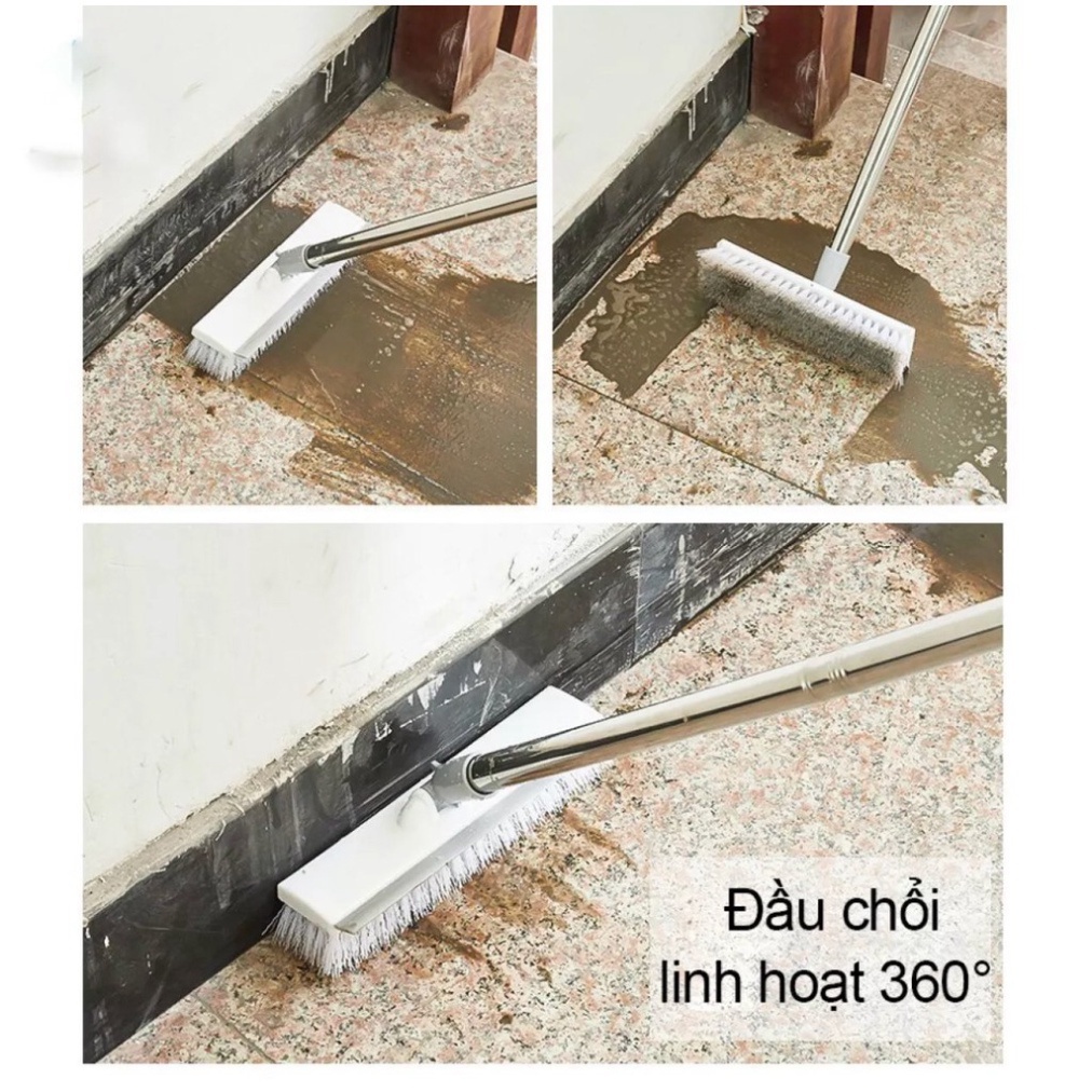 Chổi chà sàn nhà tắm 2in1 thiết kế đầu gạt nước thông minh, cây chà sàn thông minh xoay 120 độ quét sạch mọi góc ngách