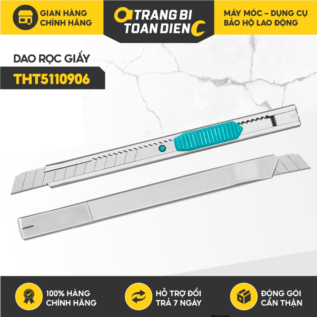 Dao rọc giấy Total THT5110906 dài 132mm, tặng kèm 1 lưỡi dao 9mmx80mm không gỉ Dụng cụ Total