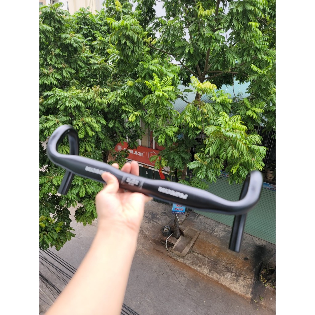 Ghi đông dẹt sừng bò tay lái xe đạp 31.8mm