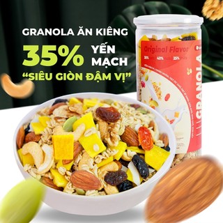 Granola siêu hạt TANU NUST 35% yến mạch, ngũ cốc granola ăn kiêng dinh dưỡng giảm cân gym yoga hũ 500g