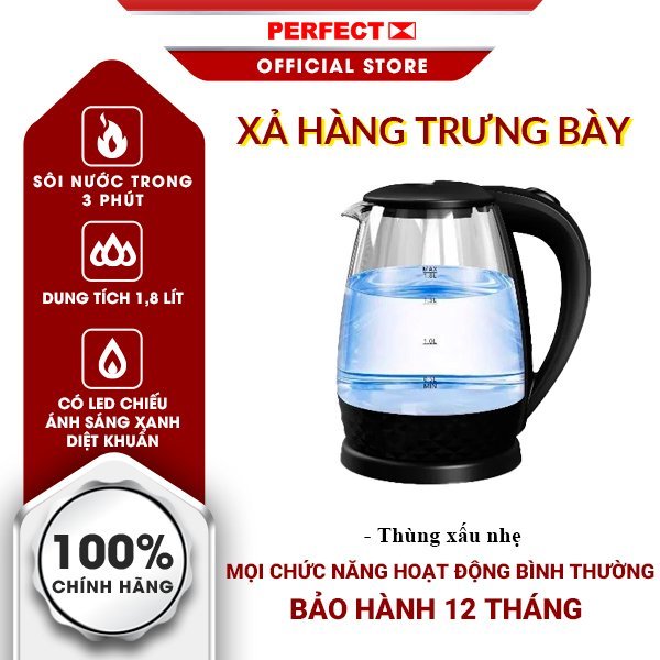 Bình đun siêu tốc thủy tinh Perfect PF-T18 1500W