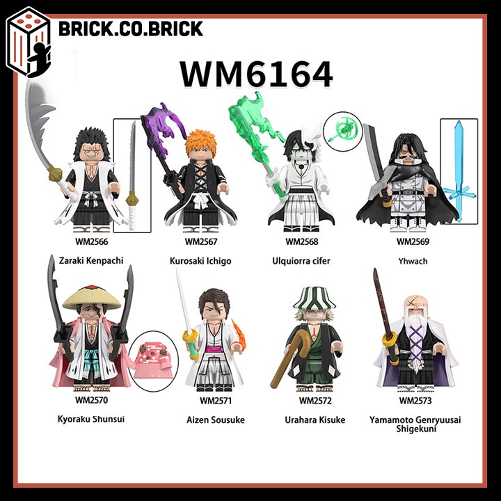 Bleach Đồ Chơi Lắp Ráp Anime Zaraki Kenpachi Kurosaki Ichigo Minifigure Mô hình Nhân vật Sứ Giả Thần Chết WM6164