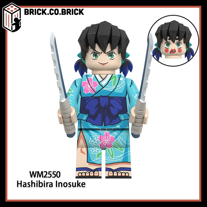 Demon Slayer Kimetsu no Yaiba Đồ chơi lắp ráp Phim hoạt hình Inosuke Kamado Tanjiro Minifigure Mô hình Thanh Guom Diệt