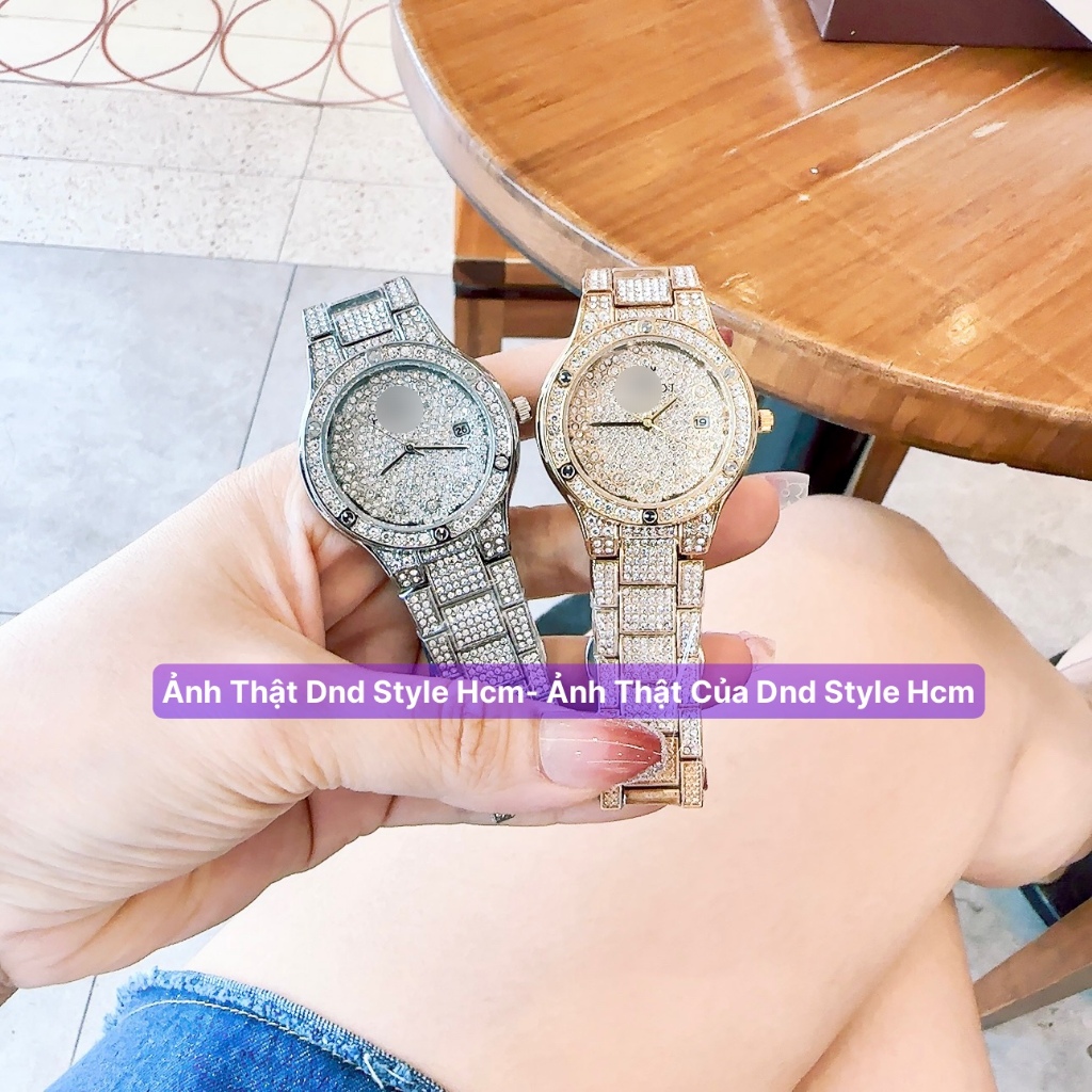 Đồng hồ nữ đẹp dây kim loại HL mặt 34mm, đồng hồ nữ đẹp dây đính đá full sang trọng đẳng cấp cực đẹp - DNDStyle
