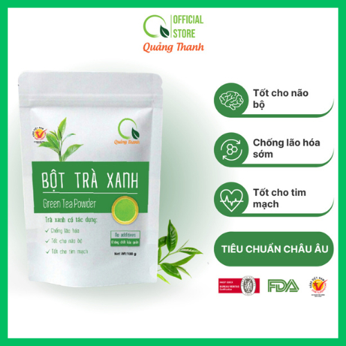 Bột Trà Xanh Quảng Thanh 100% Nguyên Chất Sấy Lạnh - Chống lão hóa, Tốt cho tim mạch, não bộ - Gói 100 gr