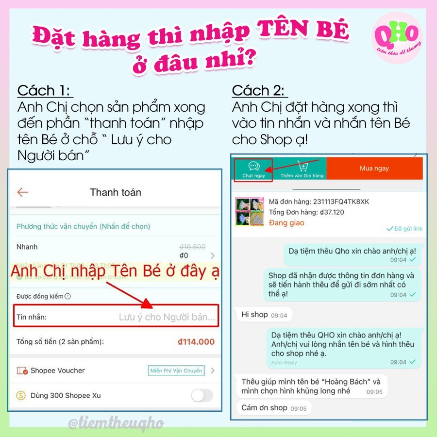 Bảng Tên Cho Bé Thêu Theo Yêu Cầu - Ủi Hoặc May Lên Quần Áo, Balo, Mũ, Nón - TheuQhoShop