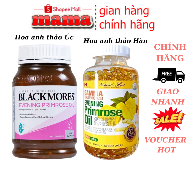 Viên uống tinh dầu hoa anh thảo hàn quốc cân bằng nội tiết tố nữ 300 viên, Blackmores Úc Evening Primrose Oil chính hãng