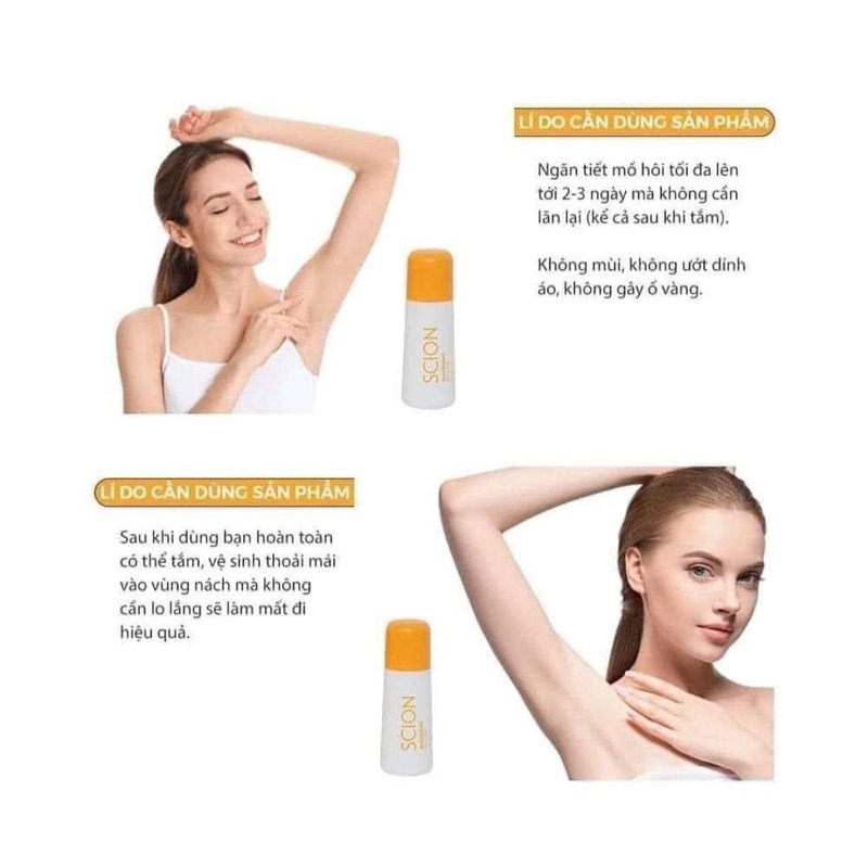 Lăn khử mùi Scion Nuskin 75ml ngăn mùi hôi nách không làm ố quần áo, làm sáng vùng da dưới cánh tay